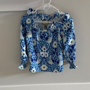 Tuckernuck off the shoulder Floral Blue and White Blouse